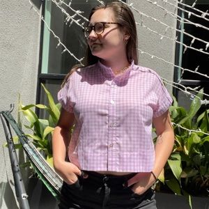 Handmade Short Sleeve Button Up Cropped Top